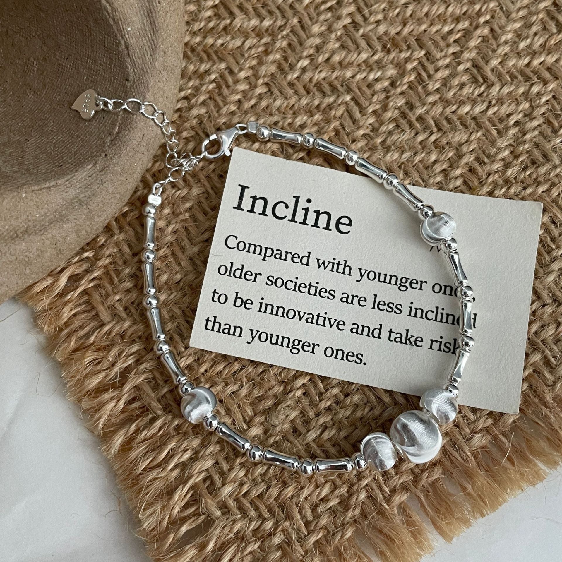 925 Silver Cat's Eye Bead Bracelet