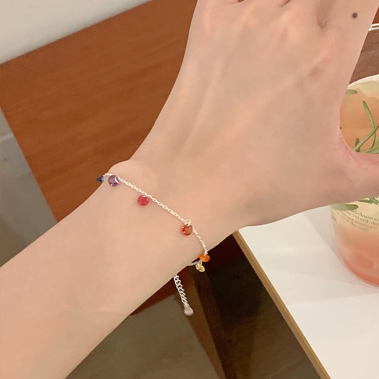 925 Silver Round Colorful Cubic Zirconia Bracelet