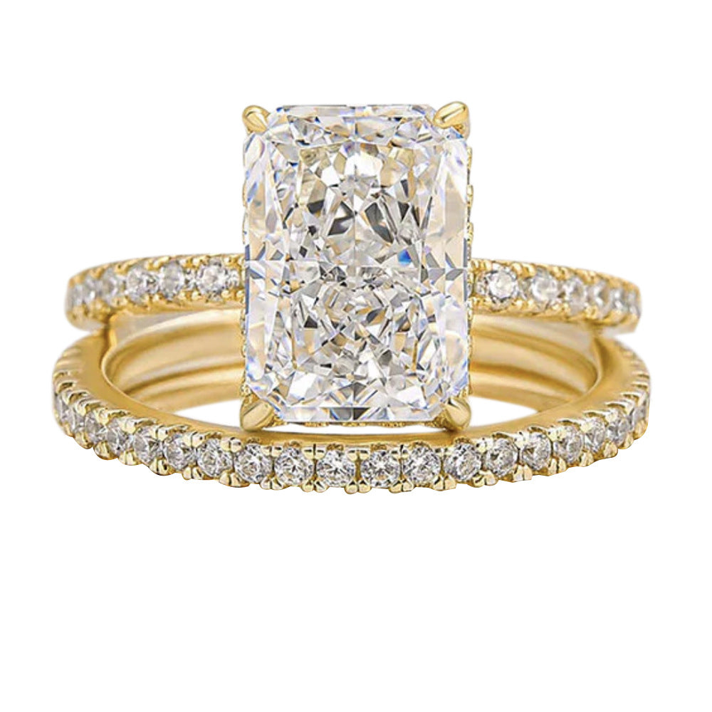 925 Silver Ice Flower Cut Cubic Zirconia Ring Set