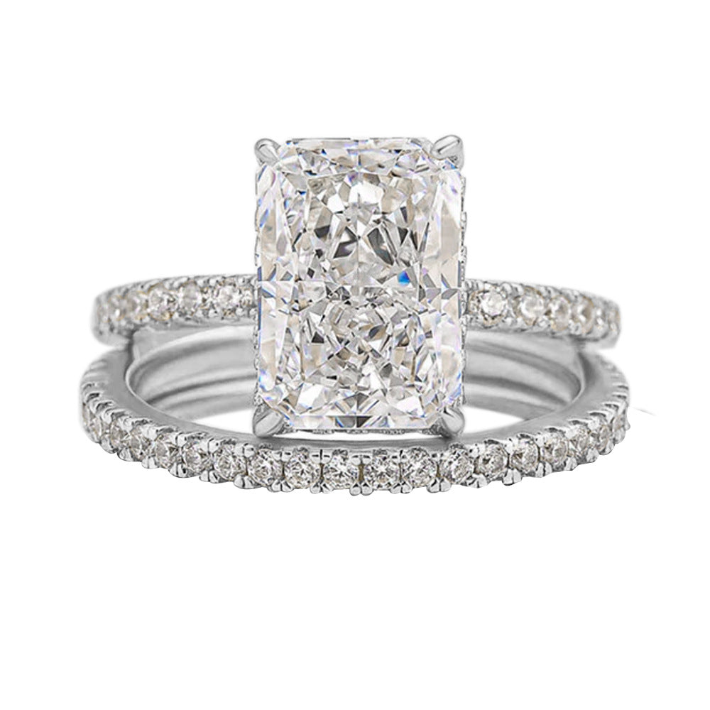 925 Silver Ice Flower Cut Cubic Zirconia Ring Set