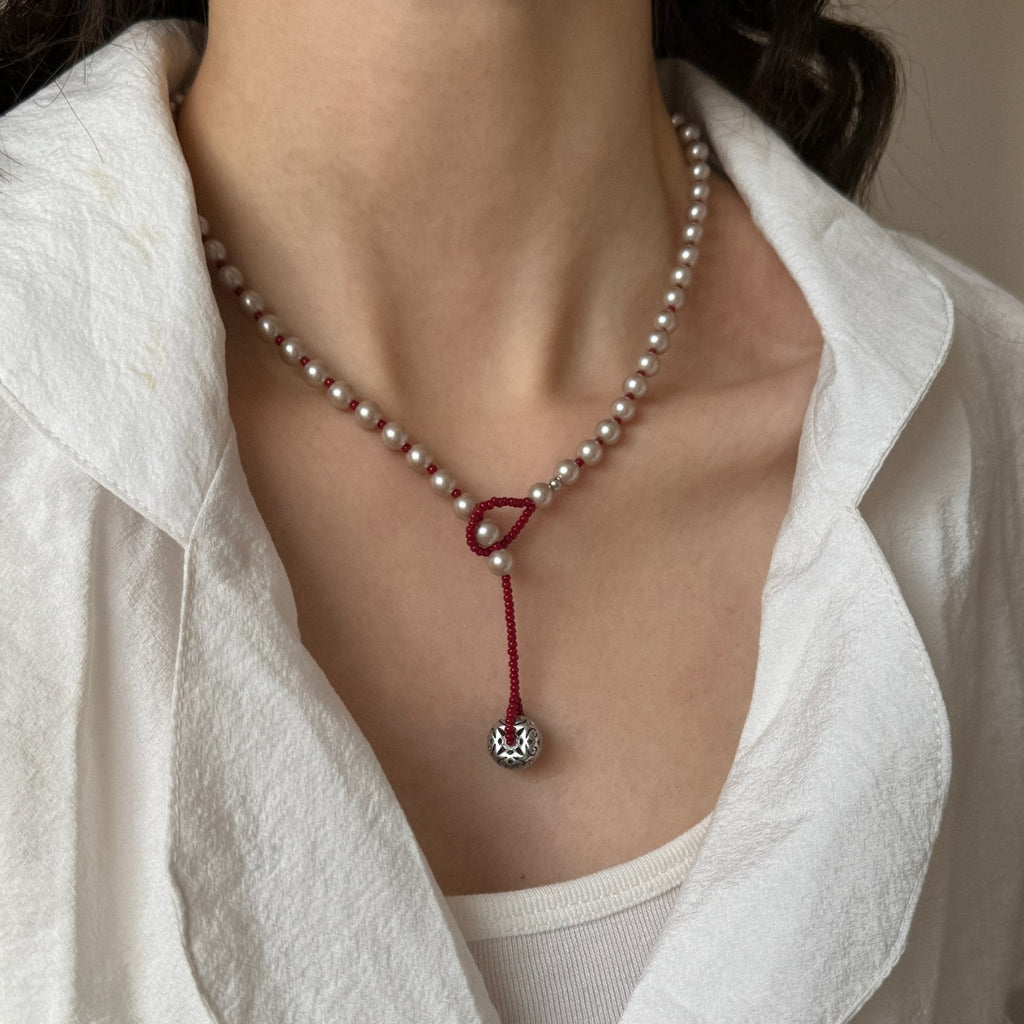 Red Champagne Pearl Necklace