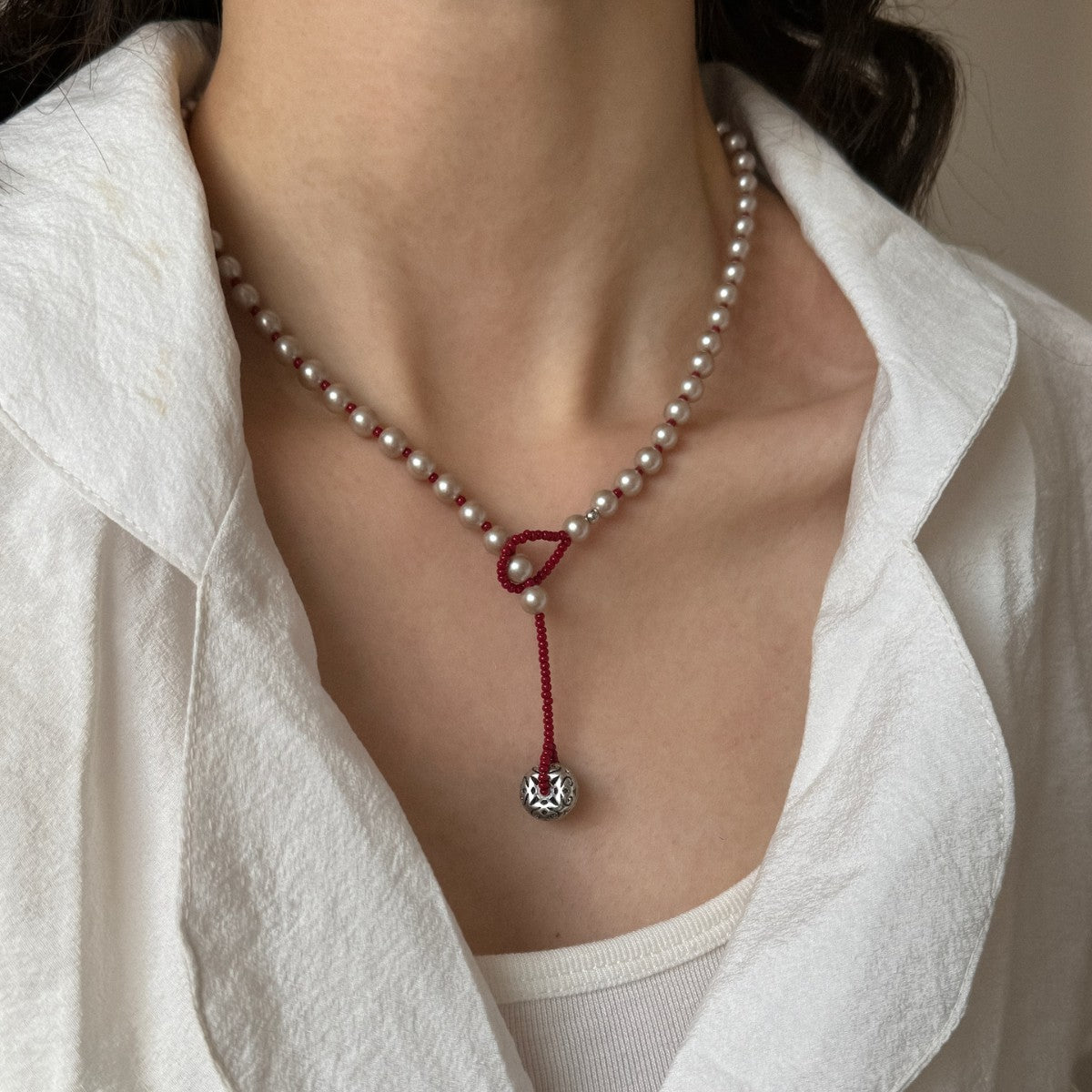 Red Champagne Pearl Necklace