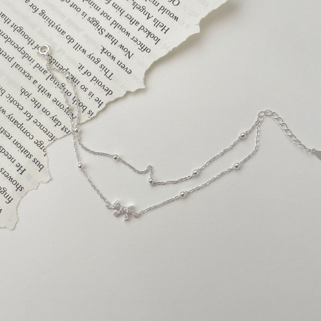 925 Silver Double-layer Stacked Bow Bracelet