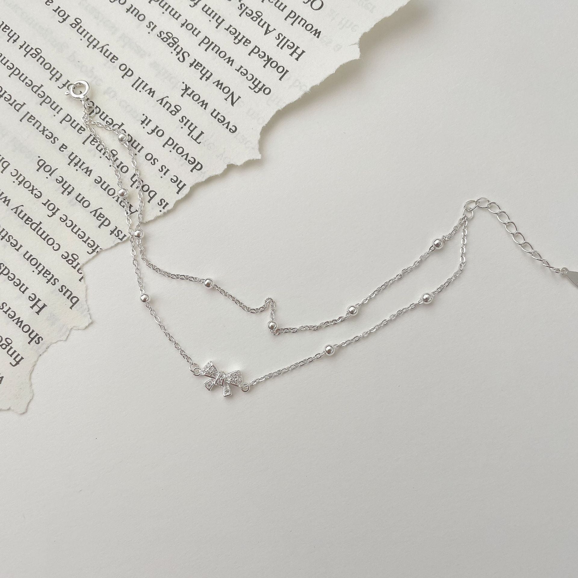 925 Silver Double-layer Stacked Bow Bracelet