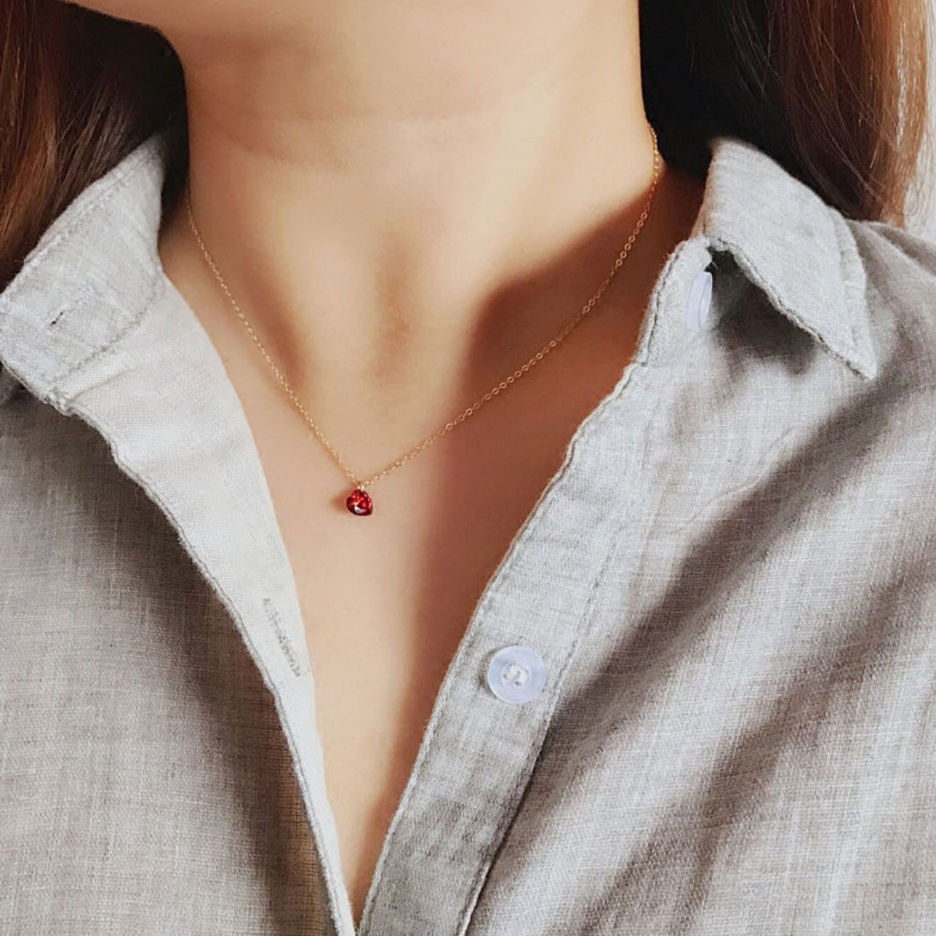 925 Silver Red Heart Necklace and Earring Set