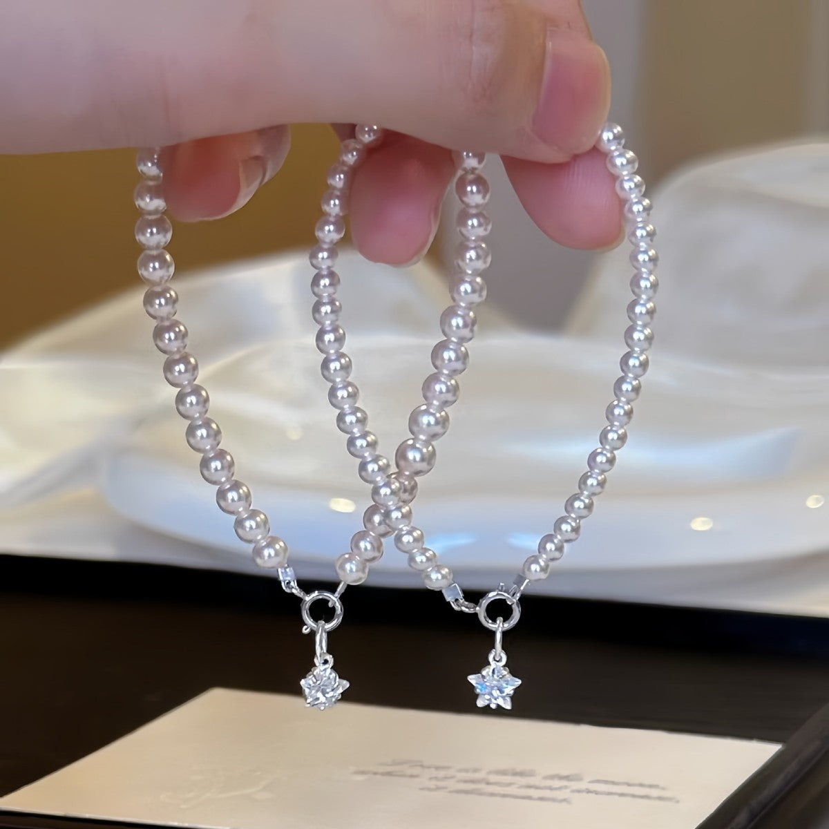 925 Silver Pearl Star Bracelet