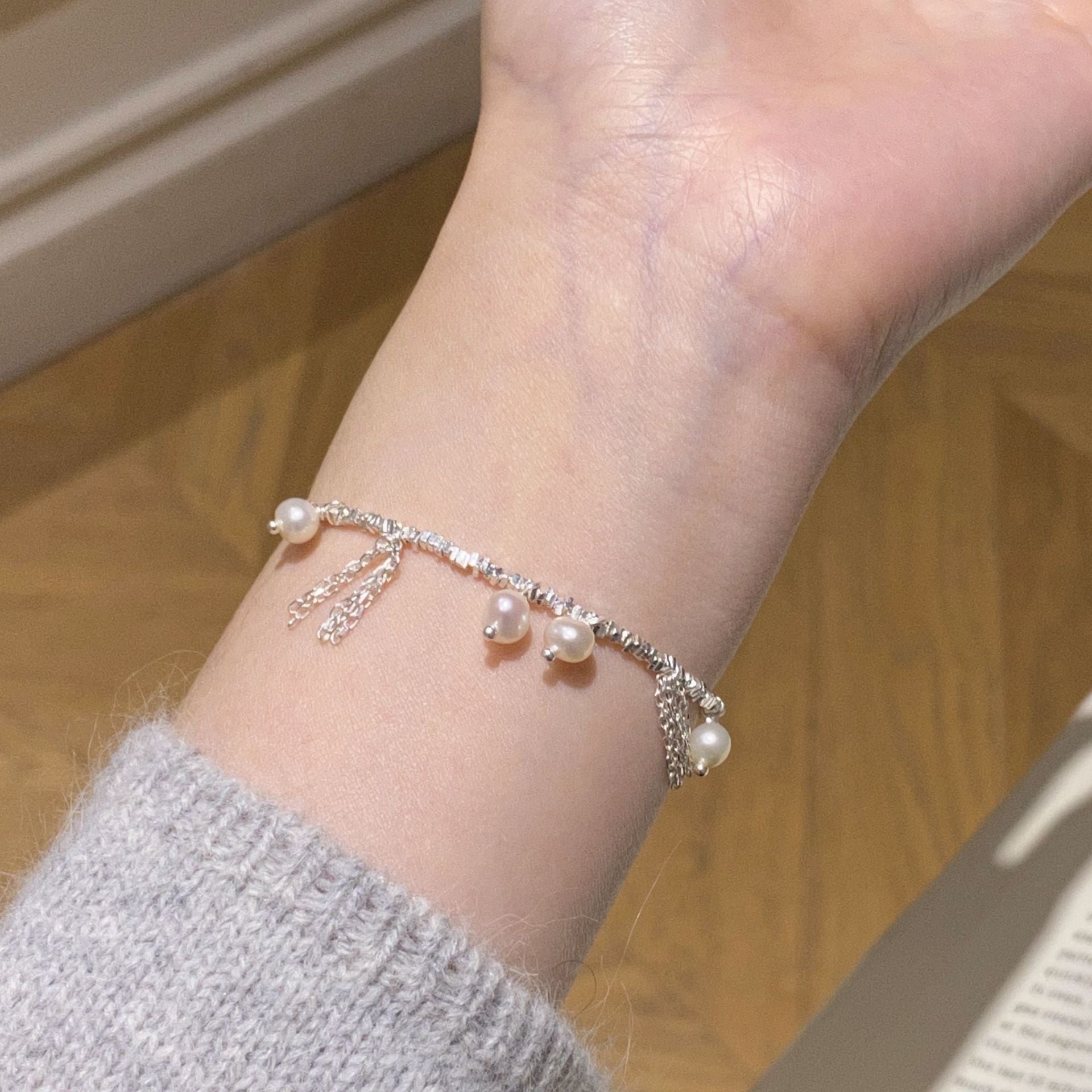 925 Sterling Silver Nugget Freshwater Pearl Bracelet
