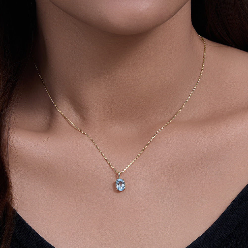 925 Silver Blue Topaz Necklace