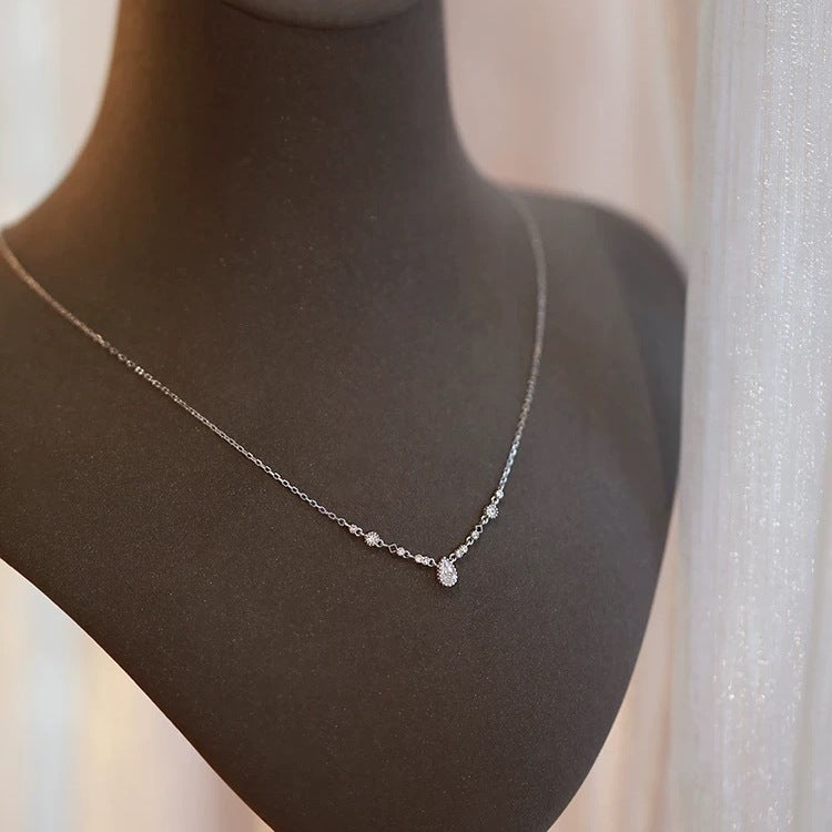 925 Silver Water Drop Diamond Necklace