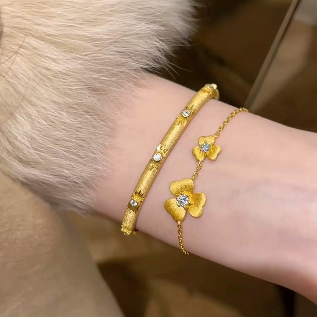 925 Silver Italian Brushed Orchid Bracelet