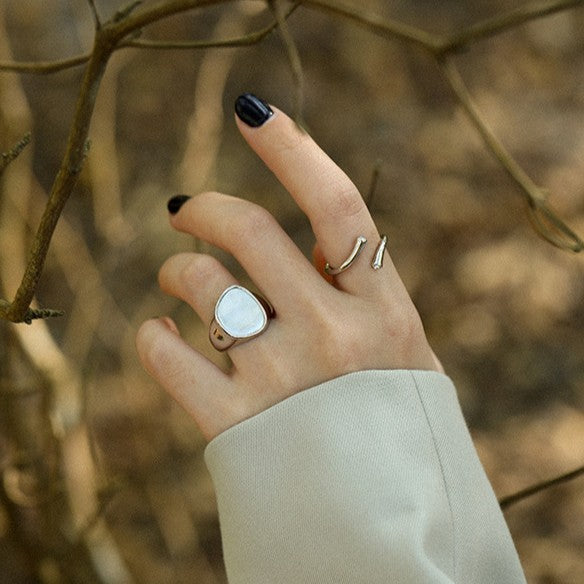 925 Silver Shell Adjustable Ring