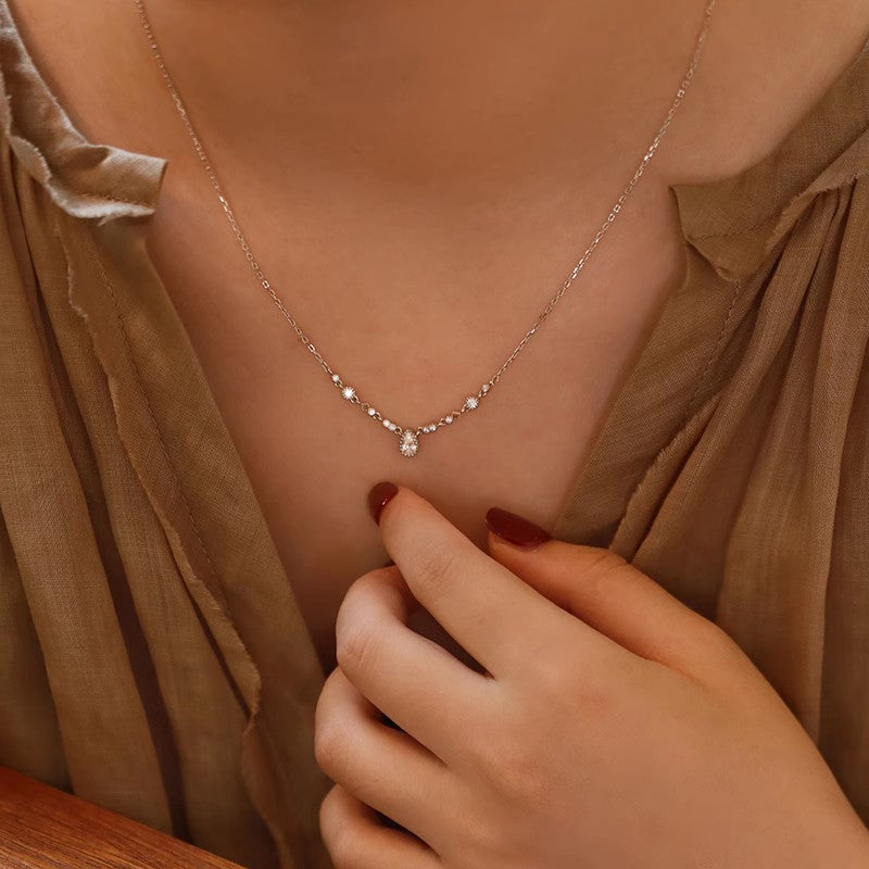 925 Silver Water Drop Diamond Necklace