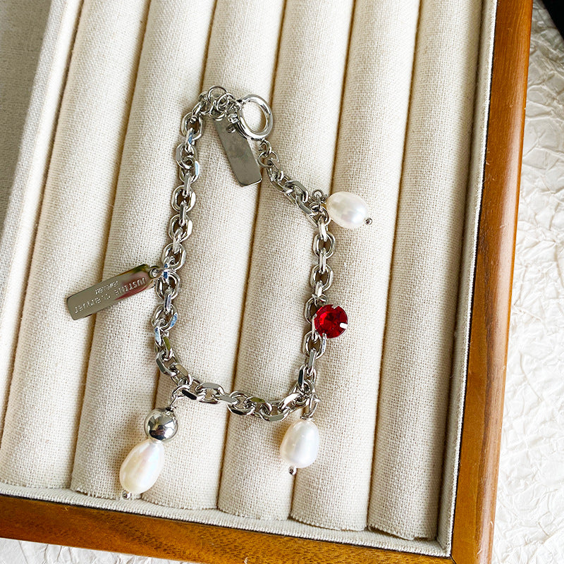 Natural Pearl and Ruby Bracelet