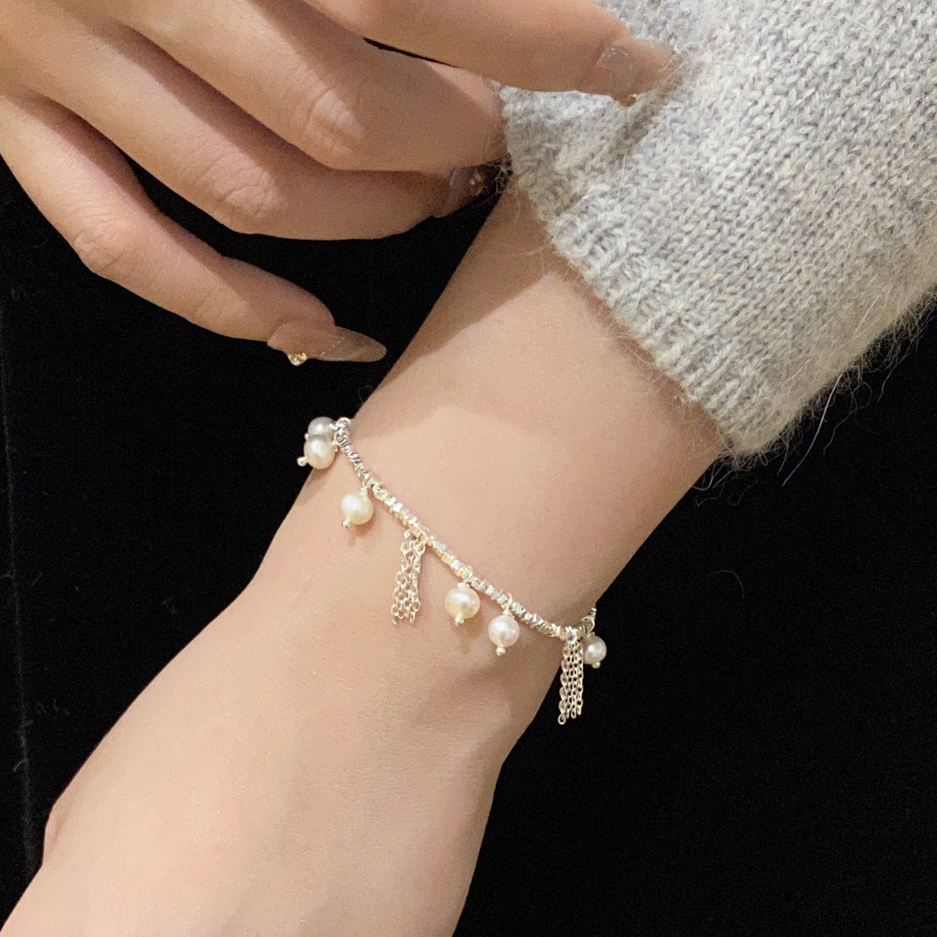925 Sterling Silver Nugget Freshwater Pearl Bracelet
