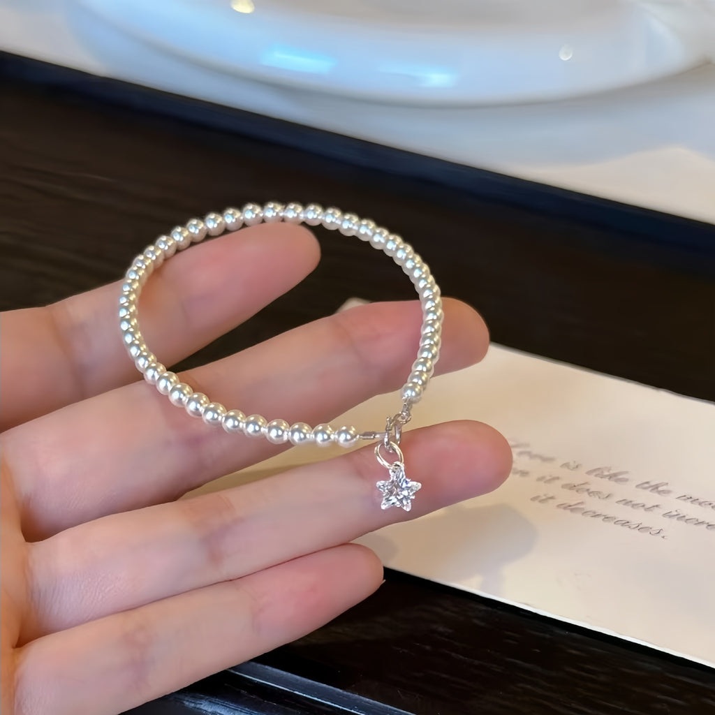 925 Silver Pearl Star Bracelet
