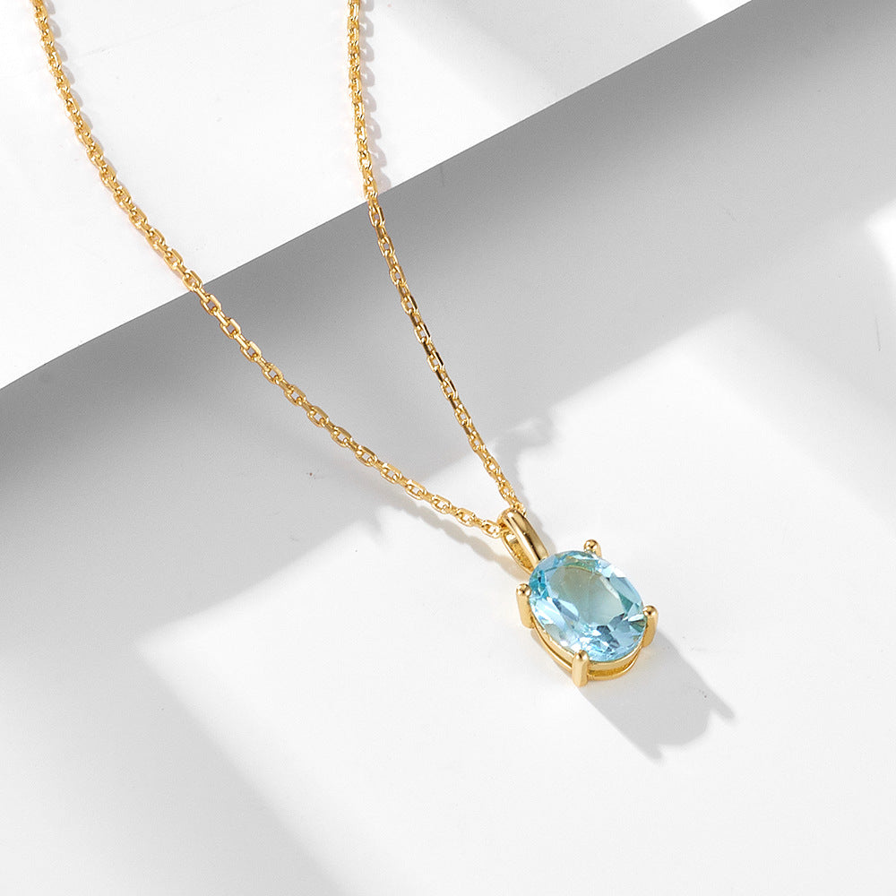 925 Silver Blue Topaz Necklace