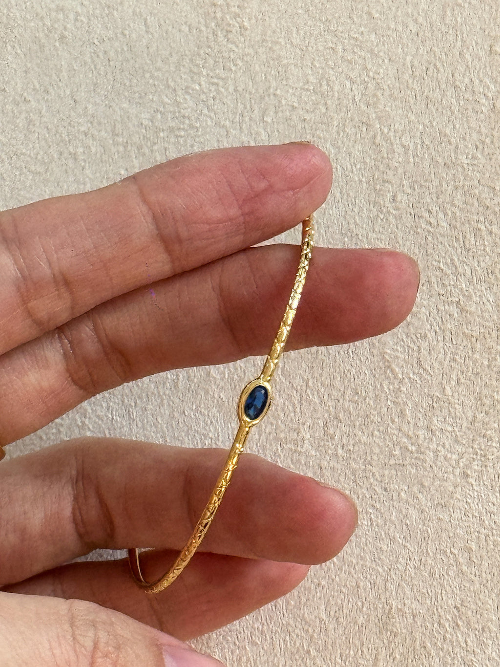 Gold Blue Zirconia Layered Bracelet