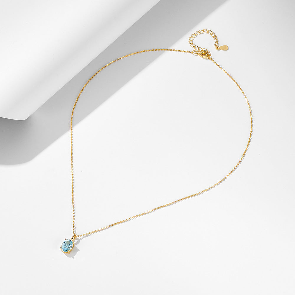 925 Silver Blue Topaz Necklace