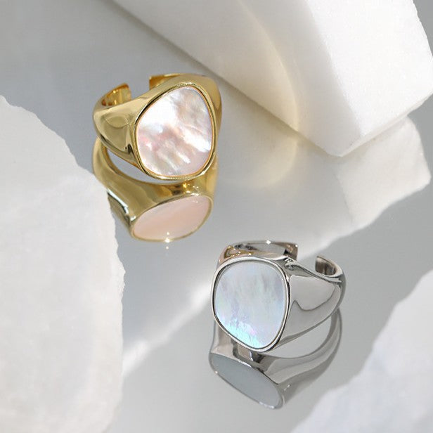 925 Silver Shell Adjustable Ring