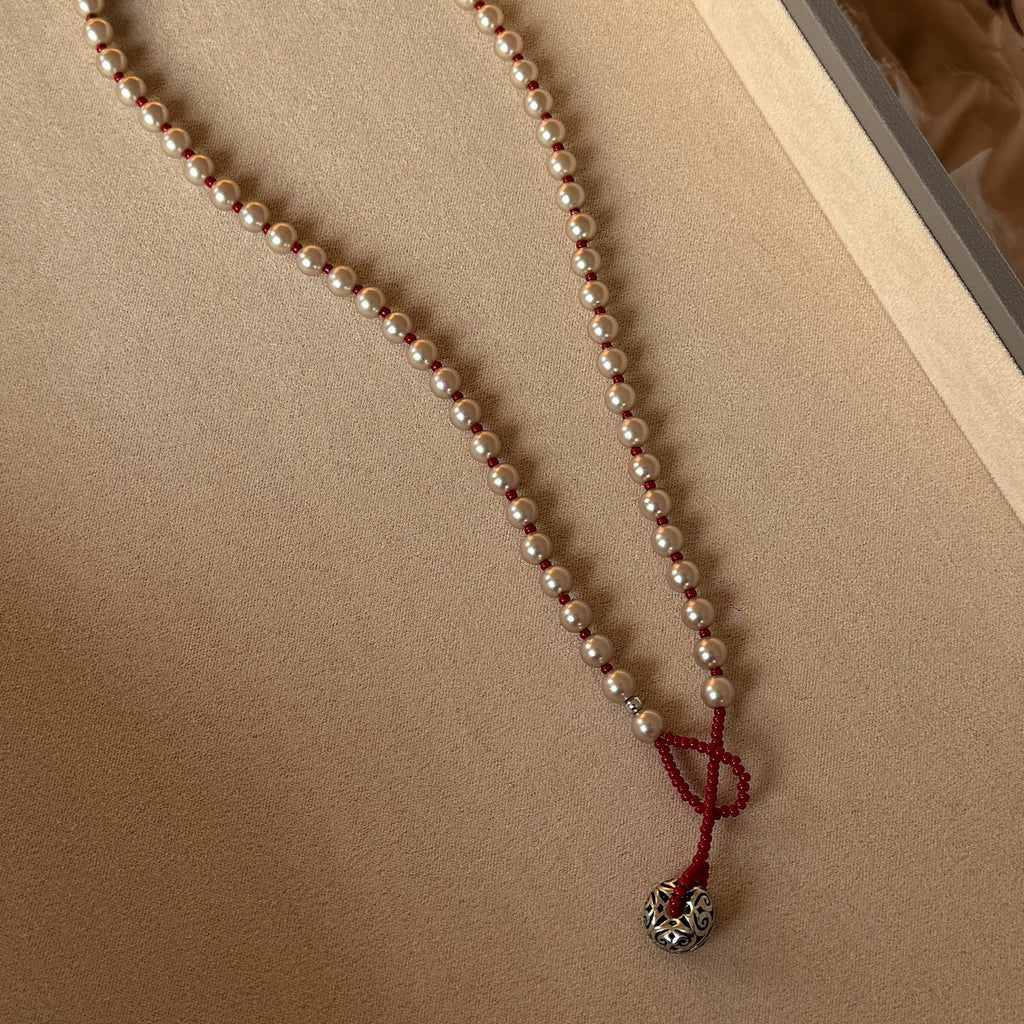 Red Champagne Pearl Necklace