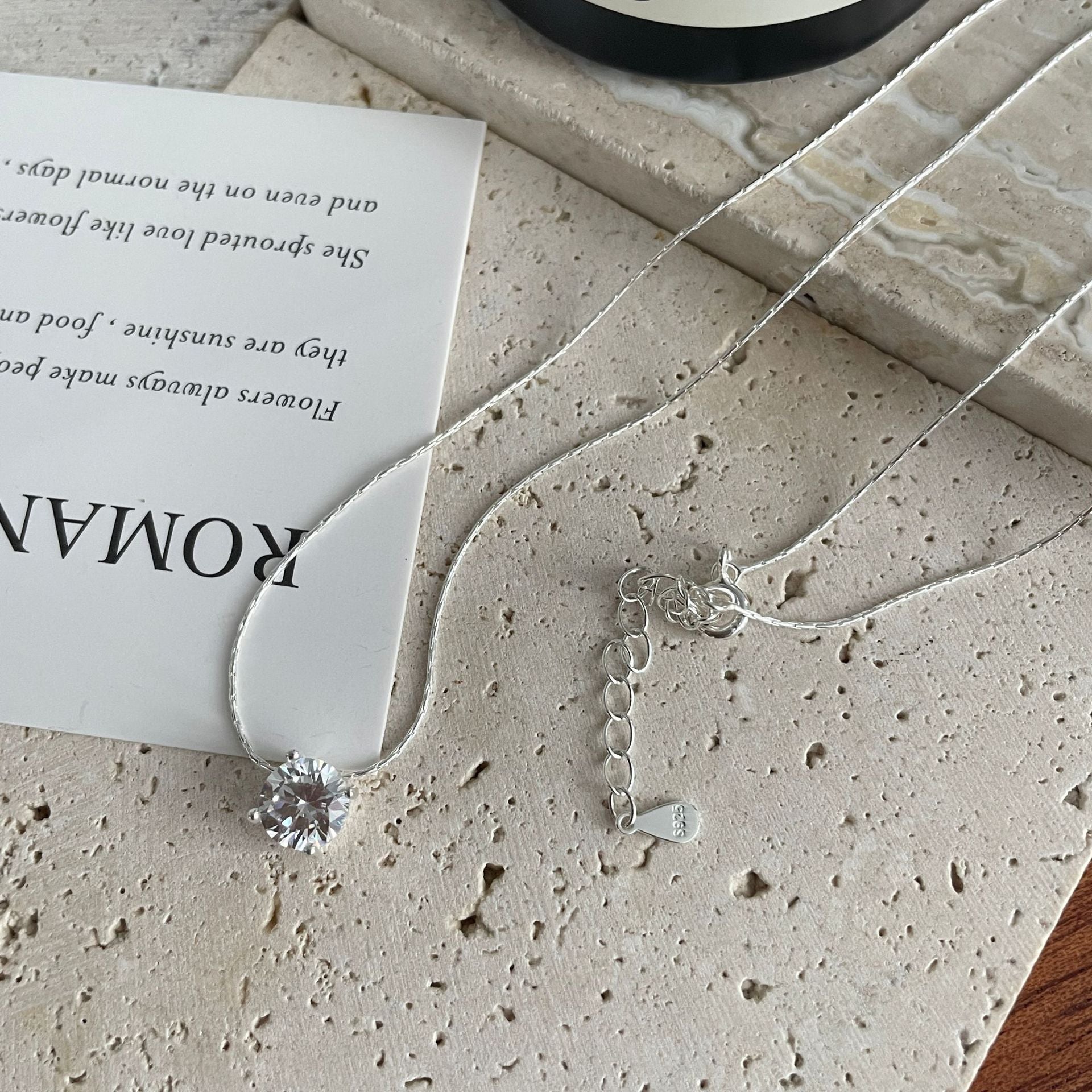 925 Silver Basic Single Diamond Necklace