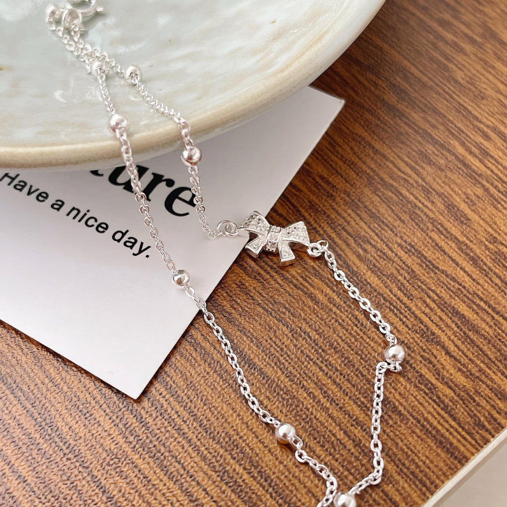 925 Silver Double-layer Stacked Bow Bracelet