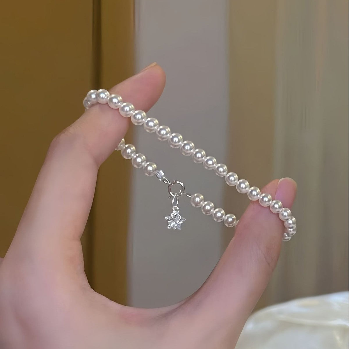 925 Silver Pearl Star Bracelet