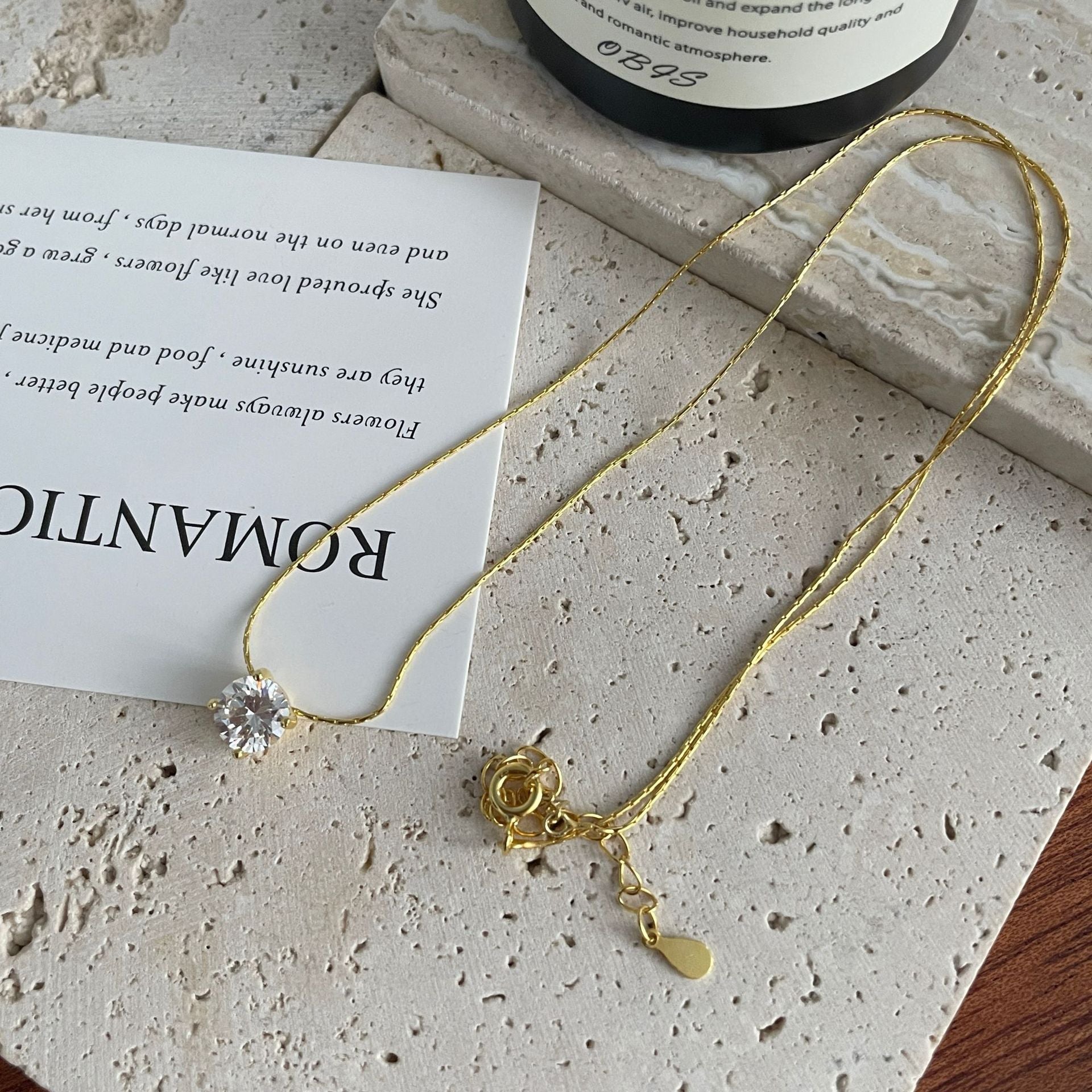 925 Silver Basic Single Diamond Necklace