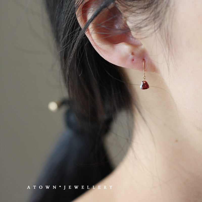 925 Silver Red Heart Necklace and Earring Set