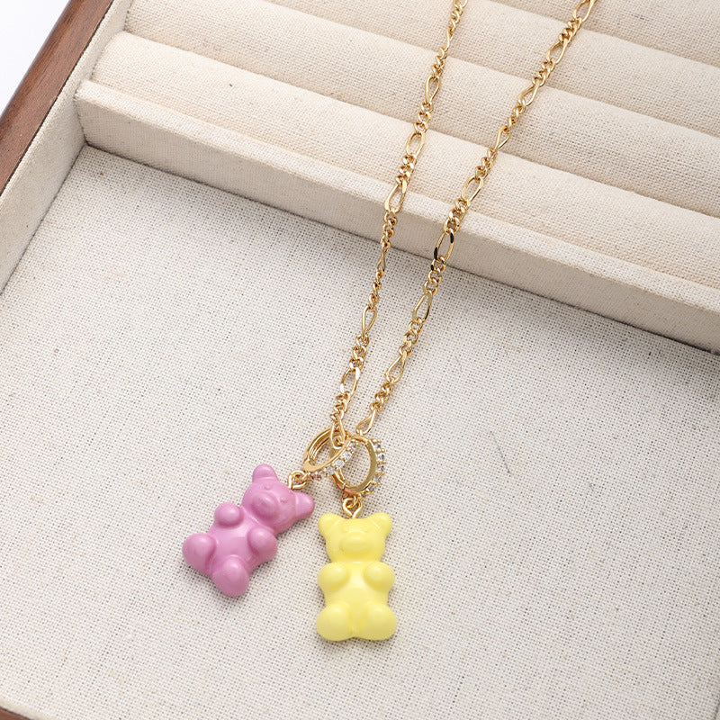 Colorful Gummy Bear Necklace and Earring Set