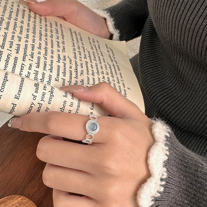 925 Silver Sapphire Irregular Geometric Ring