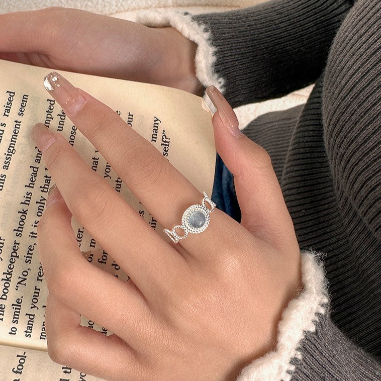 925 Silver Sapphire Irregular Geometric Ring
