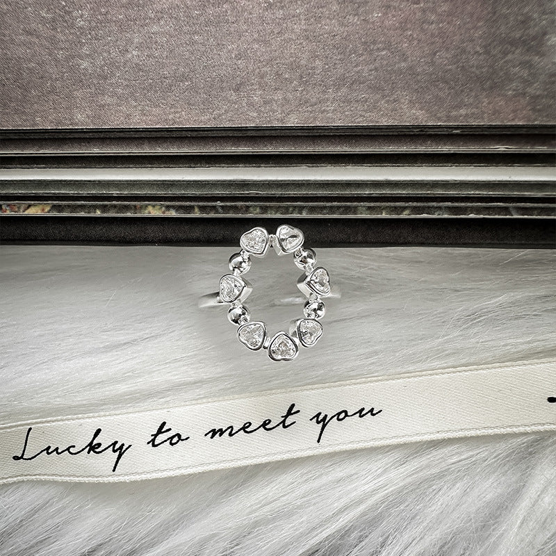 925 Silver Heart-shaped Zircon Ring