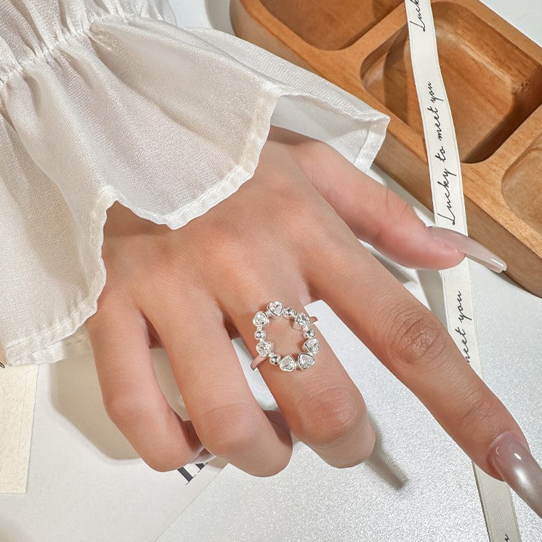 925 Silver Heart-shaped Zircon Ring
