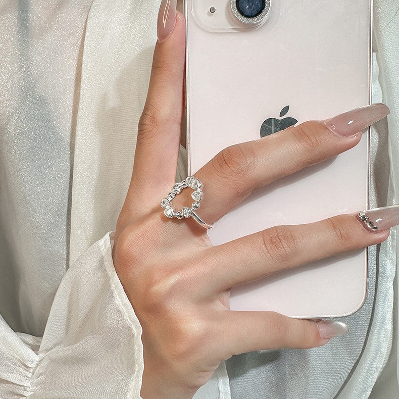 925 Silver Heart-shaped Zircon Ring