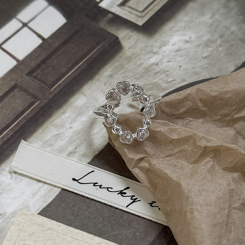 925 Silver Heart-shaped Zircon Ring