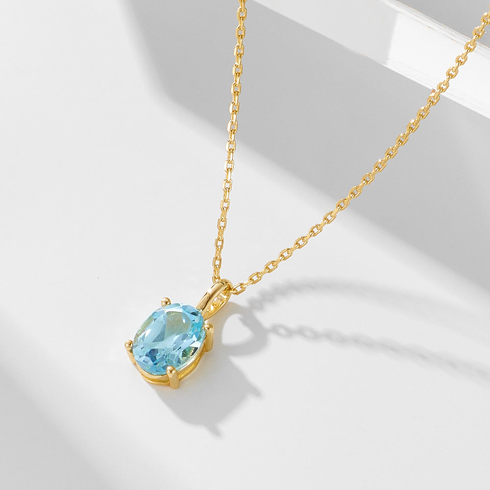 925 Silver Blue Topaz Necklace