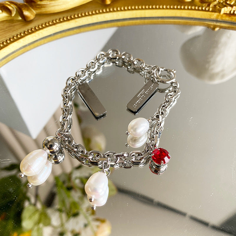 Natural Pearl and Ruby Bracelet