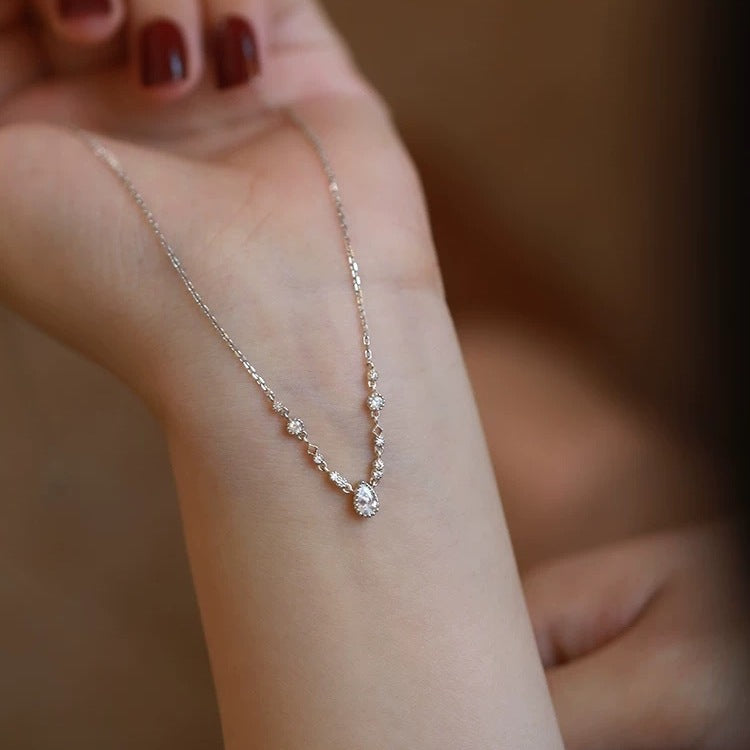 925 Silver Water Drop Diamond Necklace