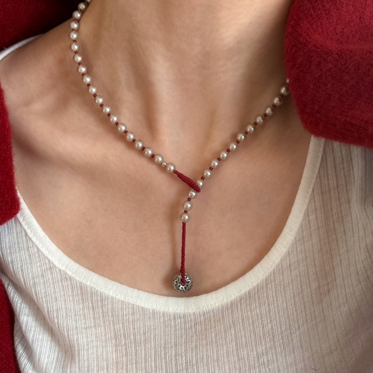 Red Champagne Pearl Necklace