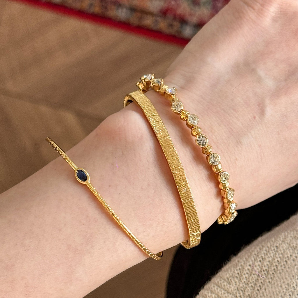 Gold Blue Zirconia Layered Bracelet