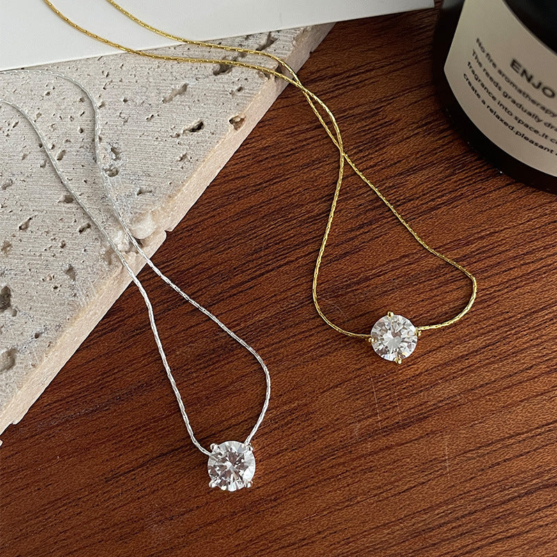 925 Silver Basic Single Diamond Necklace