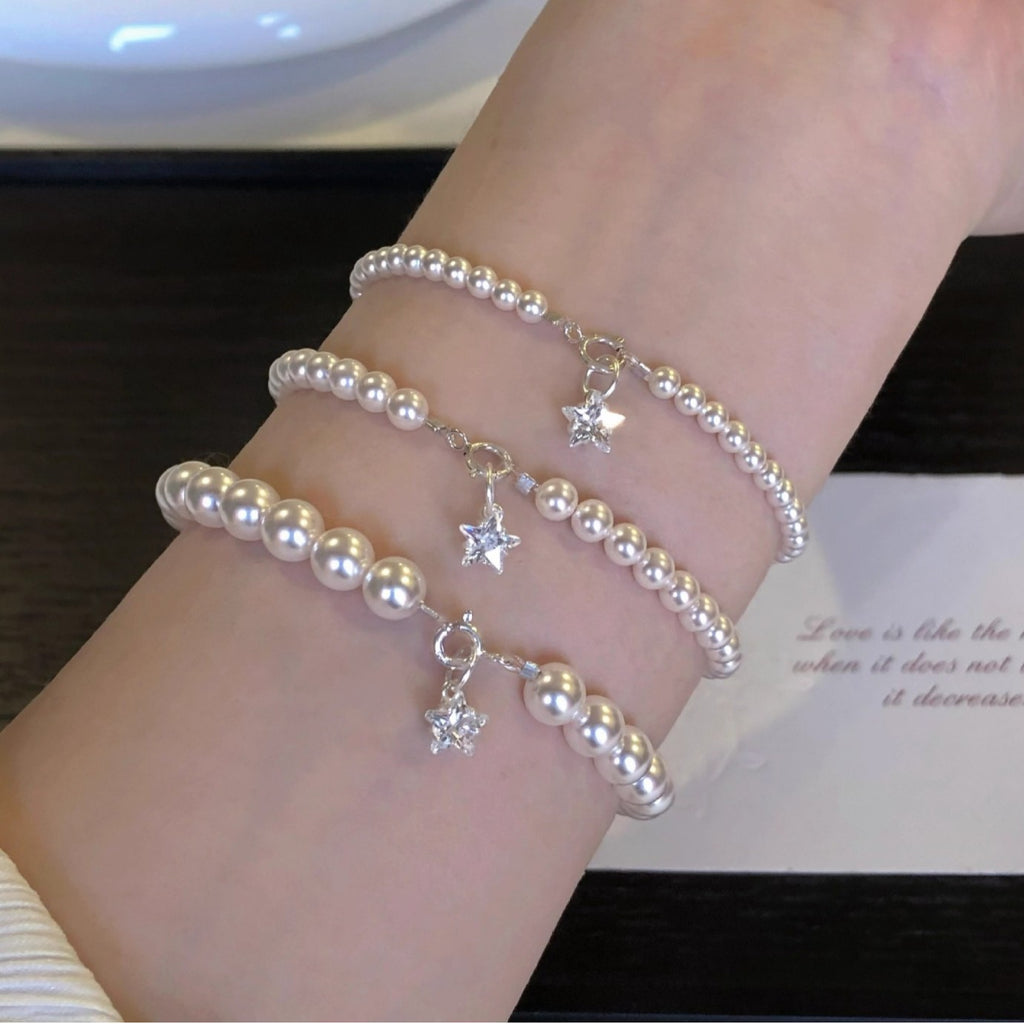 925 Silver Pearl Star Bracelet