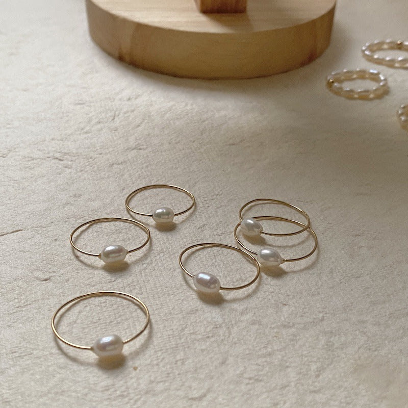 14k Gold-filled Vintage Pearl Ring, Stackable Washable