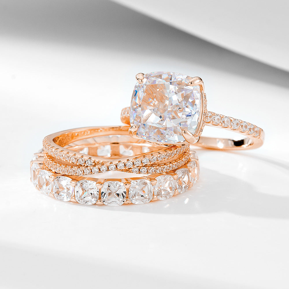 925 Silver 5A Zircon Ring Set