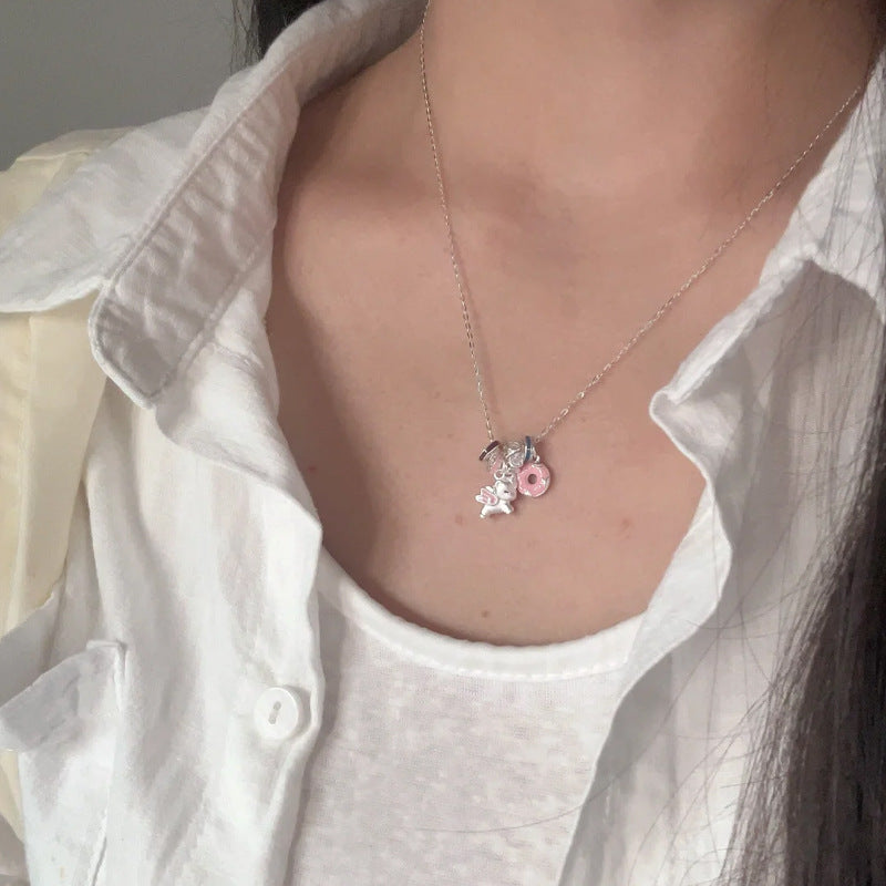925 Silver Unicorn Donut Necklace