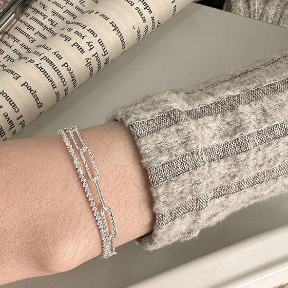 925 Silver Glittering Twisted Rope Bracelet