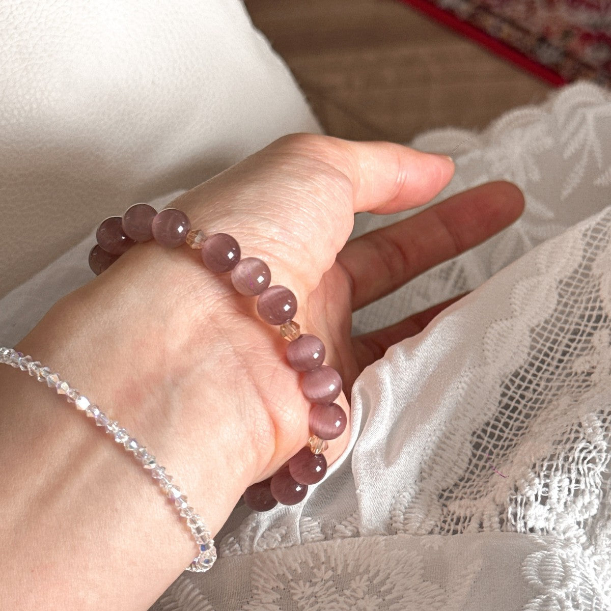 Smoky Purple Cat's Eye Stone Bracelet