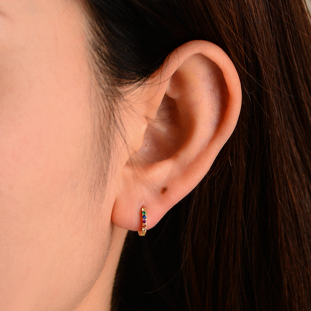 925 Silver Round Micro-Pavé Colored Zircon Earrings