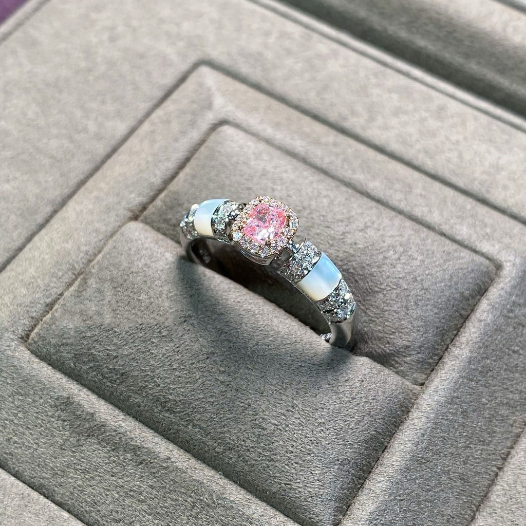 925 Silver Vintage Pink Diamond Shell Ring